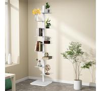 Libreria Verticale Rotante in Metallo a 9 Ripiani, Torre Verticale Per Libri, 178 X 40 X 40 cm, Libreria da Pavimento Moderna Aperta Per Il Soggiorno, L'ufficio E Lo Studio (Bianco)
