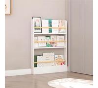 Libreria verticale sottile, 3-6 ripiani, montaggio a parete, per camera da letto, soggiorno e ufficio, salvaspazio, per giocattoli e libri per bambini, colore bianco, 80 x 9,9 x 88,9 cm