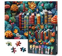 Libreria Vintage Puzzle 1000 pezzi - Legatoria astratta con fiori, 50 x 70 cm, puzzle premium per adulti, oggetti da collezione per gli amanti dei libri