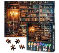 Libreria Vintage Puzzle per adulti - Puzzle 1000 pezzi per adulti, 70 x 50 cm, biblioteca e libri d'arte difficile e sfida puzzle gioco per soggiorno decorazione da parete
