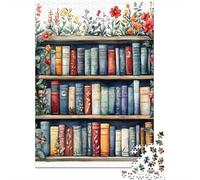 Libreria vintage Rompicapo Da Tavolo 1000 Pz Stile acquerello floreale Durevole Per Regalo Originale Occupare Il Tempo Libero Socializzazione Hobby 52x38cm/1000pcs