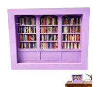Libreria viola 15 x 12 x 3,5 cm Shake Apprhensive con 200 libri in legno Anx-ety Libreria Scuoti via la tua libreria anx-ety Apprensiva libreria in miniatura per la decorazione della casa