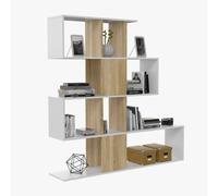 Libreria zig zag multiuso ROVERE+BIANCO 145x28x145 cm salone studio 0F2251A