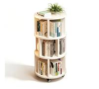 Librerias Girevole A 3/4/5/6 Ripiani, Libreria Verticale Con Ruote Universali, Scaffale Per Libri Bambini Girevole A 360° Con Display, Per Camera Da Letto, Soggiorno(Bianco,3-Tier)