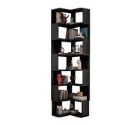 Librerie Angolari A 7 Ripiani, Libreria Angolare, Scaffale Angolare Alto A Forma Di L Con Deflettori, Spazio Aperto For Soggiorno, Cucina, Ufficio(Black,7 tiers)