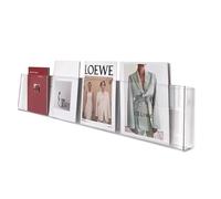 Librerie sospese in acrilico for brochure, porta riviste, mensole trasparenti for libri alla moda, libreria sospesa for ufficio o stanza.(Chiaro,80 * 6.5 * 16cm)