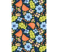 Libreta Flores y Hojas: Cuaderno sin Líneas con Fondo Oscuro y Diseño Botánico