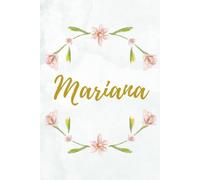 Libreta Mariana Floral: Cuaderno sin Renglones con Nombre en Dorado y Fondo Celeste Acuarela