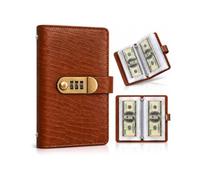 Libretto di Risparmio con Chiusura a Chiave da 100 Pagine | Libretto con chiusura a chiave for la raccolta di banconote, Libro Para Ahorrar Dinero(Light Brown)