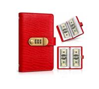Libretto di Risparmio con Chiusura a Chiave da 100 Pagine | Libretto con chiusura a chiave for la raccolta di banconote, Libro Para Ahorrar Dinero(Red)
