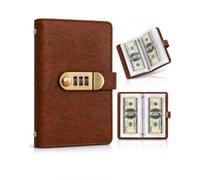 Libretto di Risparmio con Chiusura a Chiave da 100 Pagine | Libretto con chiusura a chiave for la raccolta di banconote, Libro Para Ahorrar Dinero(Brown)