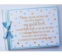 Libretto Ospiti Personalizzato Celeste e Oro Baby Shower per Bimbo