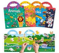 LIBRI ADESIVI DINOSAURI ANIMALI SPAZIO VEICOLI CONFEZIONE DA 4