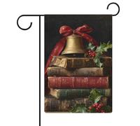 Libri antichi con nastri rossi dorati bandiera da giardino stagionale vacanza iuta doppia faccia casa cortile bandiere esterne 30,5 x 45,7 cm