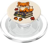 Libri autunnali e volpe carina PopSockets PopGrip per MagSafe