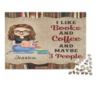 Libri Biblioteca Caffè Puzzle 1000 Pezzi Puzzle per Adulti Carta Gioco di Puzzle 1000 Pezzi Relax Interazione Famiglia Regalo Casa 52x38cm/1000pcs