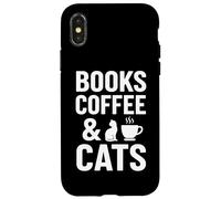 Libri Caffè & Gatti Divertente Accogliente Cat Reader Citazione Custodia per iPhone X/XS
