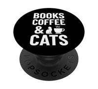 Libri Caffè & Gatti Divertente Accogliente Cat Reader Citazione PopSockets PopGrip Adesivo