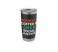 Libri Caffè Gatti Giustizia sociale Bicchiere termico in acciaio inox doppia parete