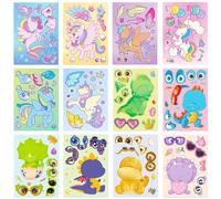 Libri con Adesivi con Adesivi Riutilizzabili, 12 pezzi Libri adesivi per età 3-6 anni Ragazzi Libro per Bambini Ragazze adesivi stagioni, fiabe, animali marini Sticker educativo Regalo