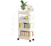 Libri con Ruote - Organizer per carrello portaoggetti per carrello utilitario, scaffale rotabile con ruote e ganci, snack a 3/4 livelli, organizer per riporre oggetti mobili