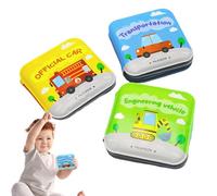 Libri da bagno per bambini, set di libri in tessuto per bambini | giocattolo per libri a tema di trasporto per bambini - 3 giocattoli colorati per vasca da bagno, divertenti giocattoli educativi per