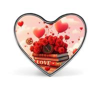 Libri d'amore di San Valentino, rose, palloncini, spilla a forma di cuore, distintivo, abbigliamento, gioielli, accessori per uomo e donna