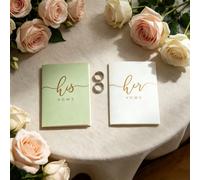 Libri dei voti nuziali per lui e per lei, libretti dei voti verde salvia e bianco con lettere in lamina d'oro, 14*10cm 32 pagine spesse bianche per scrivere i voti matrimoniali, elegante ricordo della