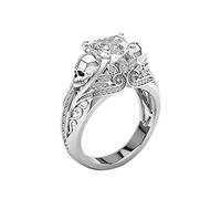 Libri Del Signore Degli Anelli Anello da donna con zirconi colorati, anelli per gioielli da sposa, dimensioni, lega 610, regalo Portatovaglioli Di Tacchino (White, 11)