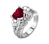 Libri Del Signore Degli Anelli Anello da donna con zirconi colorati, anelli per gioielli da sposa, dimensioni, lega 610, regalo Portatovaglioli Di Tacchino (Red, 11)
