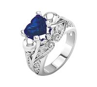 Libri Del Signore Degli Anelli Anello da donna con zirconi colorati, anelli per gioielli da sposa, dimensioni, lega 610, regalo Portatovaglioli Di Tacchino (Blue, 11)