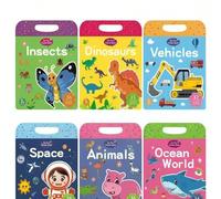 Libri di adesivi riutilizzabili per bambini, adesivi lavabili per bambini piccoli, insetti, dinosauri, veicoli, spazio, animali e mondo degli oceani, regali per le vacanze per bambini in età prescolar