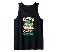Libri di caffè e Oxford Commas Grammatica Amante Umorismo Canotta