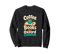Libri di caffè e Oxford Commas Grammatica Amante Umorismo Felpa