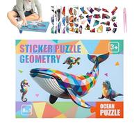 Libri di Pittura Adesivi,Divertimento Riutilizzabile Geometrico Apprendibile,Giocattoli Interattivi di Pittura Adesivi Riutilizzabili | per Adulti Famiglia Scuola Casa Viaggio Regali