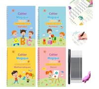 Libri Di Scrittura, Quaderno Esercizi Magia, Quaderni Scrittura A Mano, Tracciamento Numeri E Lettere Con Scanalature, Penna Magica Per Lettere, Riutilizzabili(French-1SET,Ten pens)