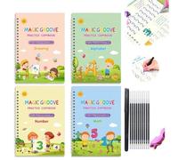 Libri Di Scrittura, Quaderno Esercizi Magia, Quaderni Scrittura A Mano, Tracciamento Numeri E Lettere Con Scanalature, Penna Magica Per Lettere, Riutilizzabili(English-1SET,Ten pens)