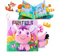 Libri di stoffa con animali per bambini, libri di stoffa con effetto crinkle da toccare e sentire per neonati e bambini, giocattoli educativi precoci per lo sviluppo, interattivi, morbidi per passeggi