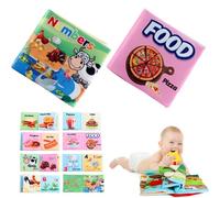 Libri di Stoffa Neonati 0-6 mesi, 2 Pezzi Libri Stoffa per Neonati - Cibo e pollame Libri sensoriali,Libro Interattivo 0-6 Mesi Giochi da Passeggino