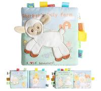 Libri di Stoffa Neonati 0-6 mesi, libro sensoriale neonati,libro morbido neonato,Morbidi Animali Interattivi Libretto Tattile, Giochi da Passeggino Libro Interattivo per Tummy Time