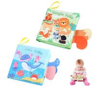 Libri di Stoffa per Neonati 0 3 6 mesi, Libro Sensoriale per Neonati 2Pcs, Libro Sensoriali della Giungla, Giochi da Passeggino Libro Interattivo, Giocattoli Educativi Neonati Libro