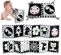 Libri di Stoffa per Neonati Bianco e Nero, Libro Ad Alto Contrasto per Neonati, Libri Sensoriali Bambini 0-3, Giochi Neonato per L'educazione Precoce