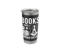 Libri e Border Collies Funny Border Collie Bicchiere termico in acciaio inox doppia parete