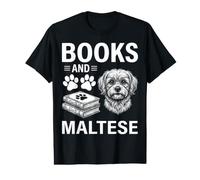 Libri E Maltese Divertente Maltese Maglietta con Stampa Grafica Economica