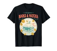 Libri E Matcha Un Momento Zen Frusta Sip Leggi tè Matcha Maglietta