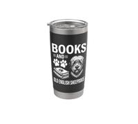 Libri E Vecchio Cane Da Pastore Inglese Divertente Vecchio Cane Da Pastore Ingl Bicchiere termico in acciaio inox doppia parete