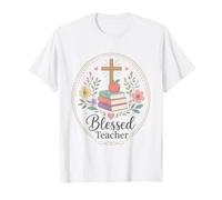 Libri Floreali per Insegnanti cristiani Apple Faith Blessing Maglietta