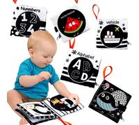 Libri in stoffa morbida, libri per bambini, libri in tessuto arricciato per neonati con motivi in bianco e nero ad alto contrasto, lavabili, regali educativi oceano,animale,trasporto,lettera,numero,fr