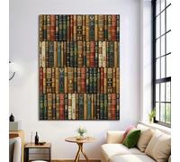 Libri Medievali Wall Art Pictures, Stampe Su Tela Di Biblioteca D'Epoca, Seppia Paintings Decorazione Murale Per La Camera Da Letto Arredamento Soggiorno 50X70Cm Senza Cornice
