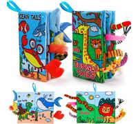 Libri morbidi per bambini da 0-18 mesi, libri in tessuto morbido ad alto contrasto e colorati con sensazione tattile e fruscio per bambini, giocattoli interattivi per lo sviluppo precoce e il tempo a 
